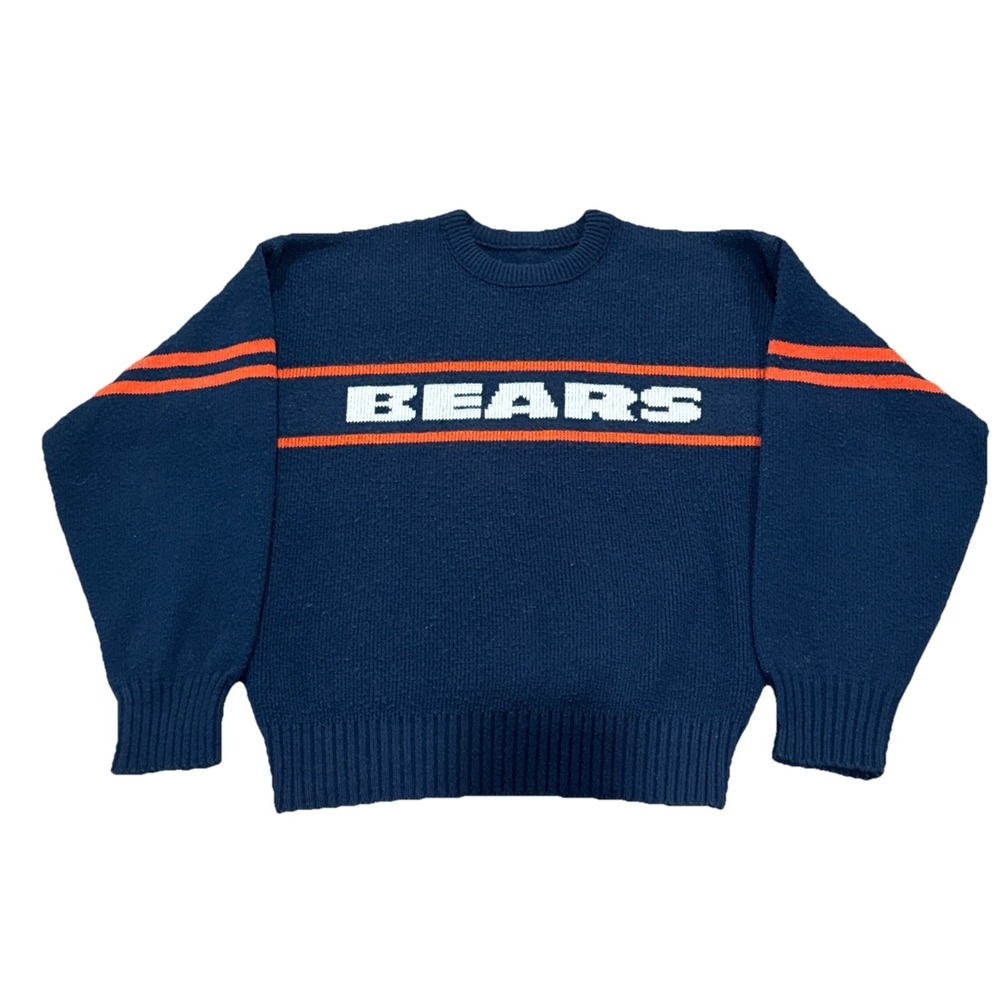 Vtg 80s Cliff Engle Chicago Bears Wool Sweater Mike Ditka Blue Knit Ditka Sz M